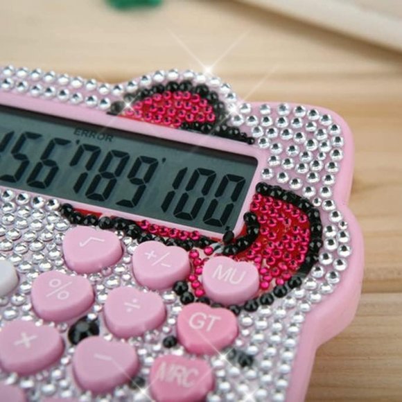 💕NEW Sparkling Bling Crystal Hello Kitty Pink Calculator 12 Digit LCD Di… - Picture 5 of 5